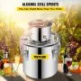 VEVOR Moonshine Still Distiller 5Gal 21L Stainless Steel Water Distiller Copper Tube Home Brewing Kit Build-in Thermometer for DIY Whisky Wine Brandy Sliver