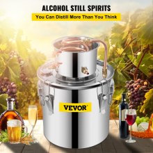 VEVOR Moonshine Still Distiller 5Gal 21L Destilador de água em aço inoxidável Tubo de cobre Kit de fabricação caseira Termômetro integrado para DIY Whiskey Wine Brandy Sliver