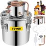 VEVOR Moonshine Still 9.6Gal 38L Stainless Steel Water Alcohol Distiller Copper Tube Home Brewing Kit Build-in Thermometer for DIY Whisky Wine Brandy, Sliver