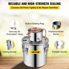 VEVOR Moonshine Still 9.6Gal 38L Stainless Steel Water Alcohol Distiller Copper Tube Home Brewing Kit Build-in Thermometer for DIY Whisky Wine Brandy, Sliver