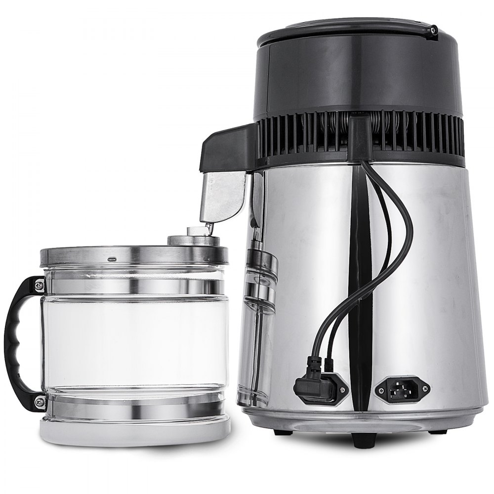VEVOR Water Countertop 750W, Stainless Steel Distilling Machine 1.1Gal/4L, Purifier Filter with Handle Digital Control , Professional for Home and Commercial Use Sliver