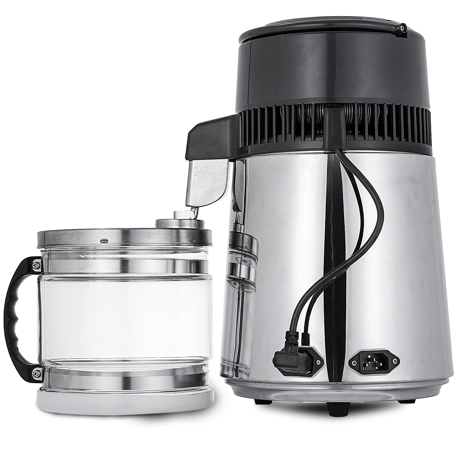 VEVOR Water Countertop 750W, Stainless Steel Distilling Machine 1.1Gal/4L, Purifier Filter with Handle Digital Control , Professional for Home and Commercial Use Sliver