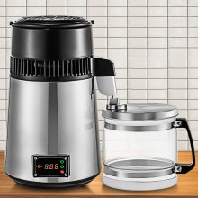 VEVOR Silver -vesitislauskone 750 W säädettävä lämpötila veden tislauskone 4 litran viininvalmistussarja, ruostumattomasta teräksestä valmistettu sisätislauslaite säädettävällä lämpötilalla keittiökoteihin