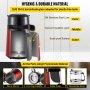VEVOR Stainless Steel Water Distiller 745W Water Distillation Kit 1.0 Gallon/4.2 L Water Distiller Home Countertop Connection Bottle Food-Grade Outlet Glass Container (Digital Panel-Red)
