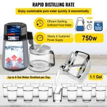 VEVOR Home Water Distiller Distilled Water Maker 4 L with Dual Temp Display Grey