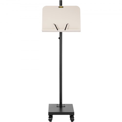 VEVOR Book Floor Stand, 180°Viewing Angle, Height & Panel Adjustable Reading Stand, Rolling Book Stand w/ 4 wheels, for 4.5''-12'' Phone, iPad and Books in Home Office, Black & White