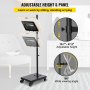 VEVOR Book Floor Stand, 180° Viewing Angle, Height & Panel Adjustable Reading Stand, Rolling Book Stand w/ 4 Wheels, for 4.5''-12'' Phone, iPad and Books in Home Office, Black & White