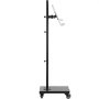 adjustable VEVOR reading stand with wheels, black vertical pole, height adjustment knobs, tilting book holder.