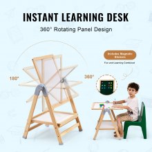Șevalet de artă pentru copii VEVOR 2 în 1 Tablă albă magnetică din lemn, cu două fețe