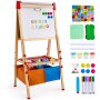 VEVOR 3-in-1 Kids Art Easel Double-Sided Wooden Magnetic Whiteboard Chalkboard