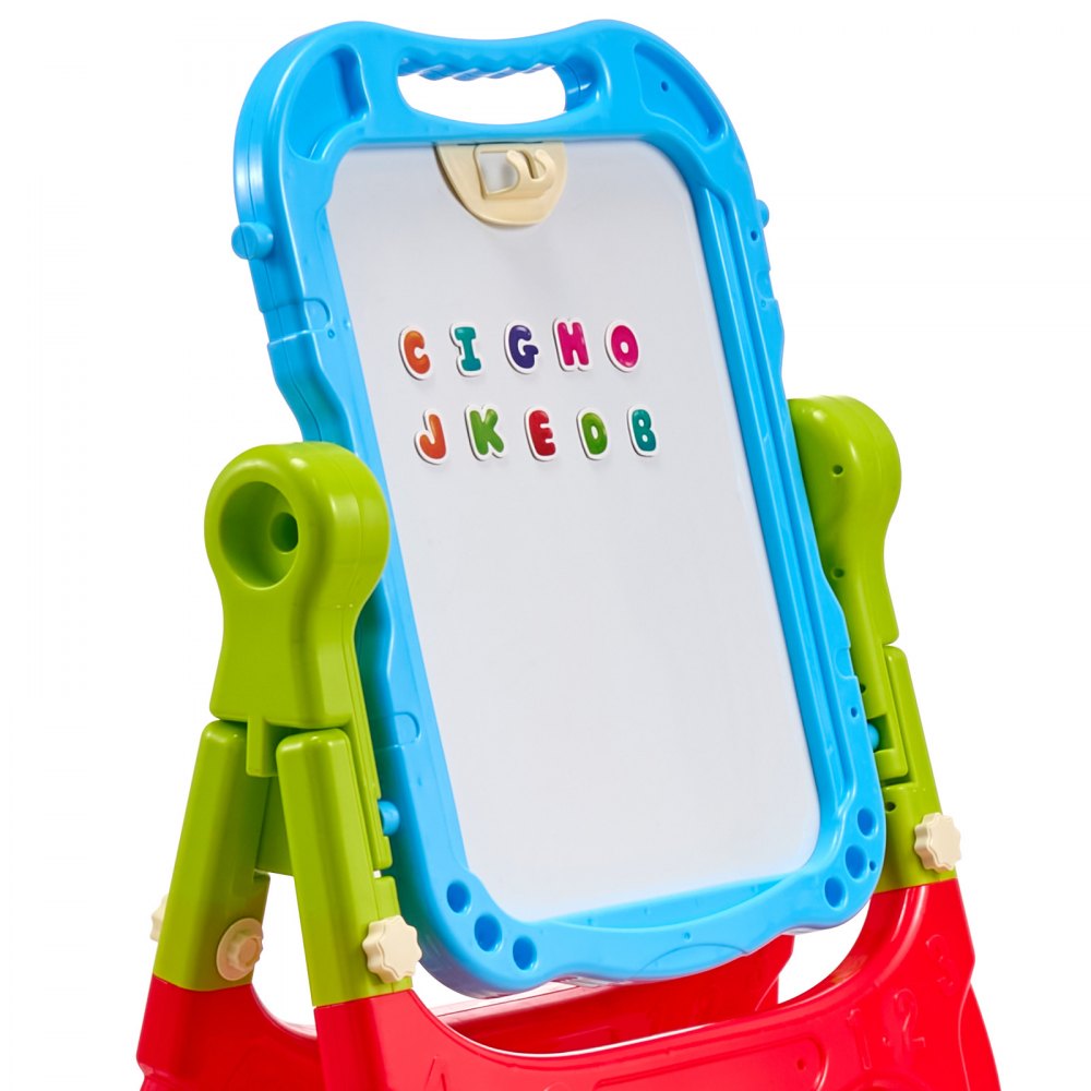 VEVOR Art Easel for Kids, 2-in-1 Double-Sided Kid's Art Easel with Magnetic Whiteboard & Chalkboard, Adjustable Standing Rotatable Removable Drawing Board with Painting Accessories for Boys and Girls
