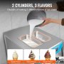 Machine à glace VEVOR avec 2 cylindres, verseuse de lait et options pour saveurs simples et mixtes.