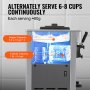 VEVOR ice cream machine with hopper and cylinder capacity details, serving 6-8 cups continuously.