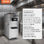 VEVOR Commercial Soft Serve Ice Cream Maker 21-31 L/H Yield 3-Flavor