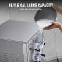 filling VEVOR commercial ice cream machine with milk; emphasizes 6l/1.6gal large capacity.