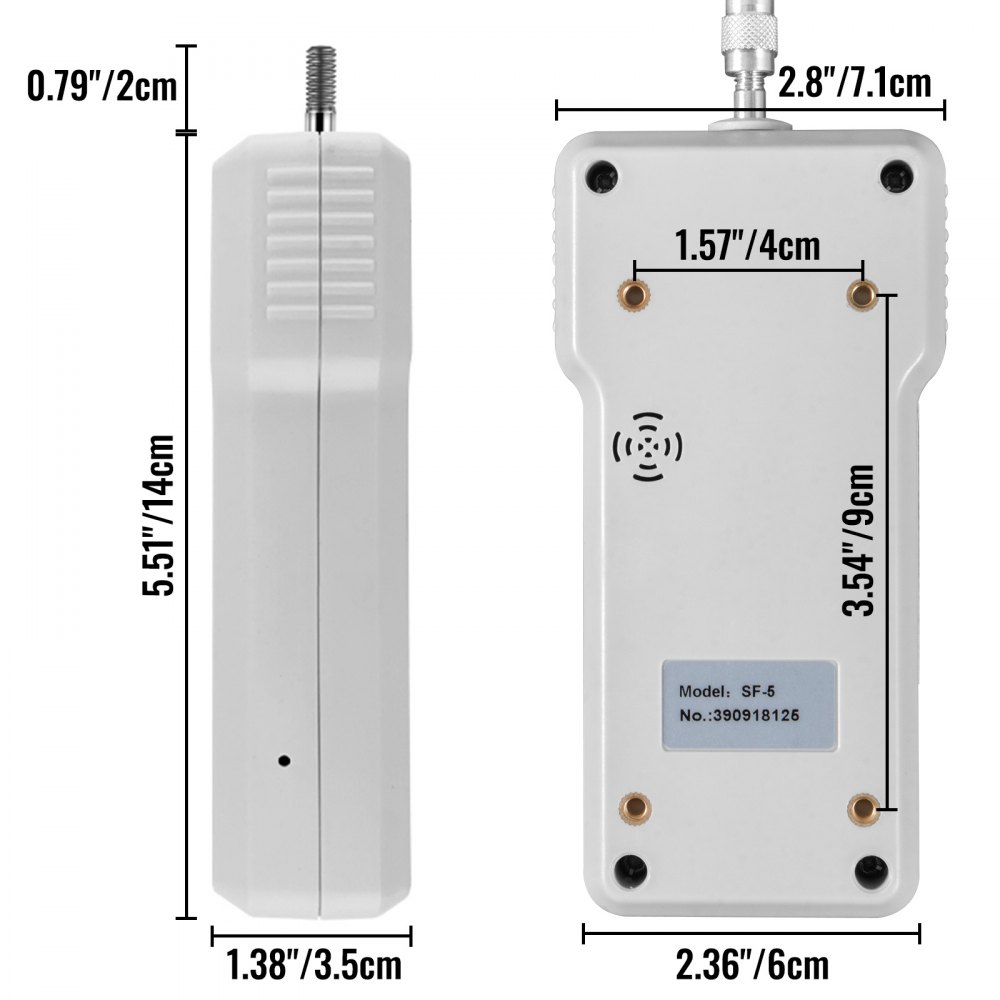 VEVOR Digital Force Gauge 500N/50kgf/110lbf Push Pull Force Gauge w/ LCD Backlight Display Pull Force Tester Peak/Track Mode Digital Thrust Meter Data Storage for Compression Load Plug Force Test