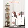 VEVOR 6 Tier Corner Shelf, Tall Corner Stand with LED Light, Wall Shelves Tower Storage Organizer with Metal Frame & Wooden Shelves, Narrow Display Book Shelf Rack for Bedroom, Living Room, Office