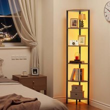 VEVOR 6 Tier Corner Shelf Tall Corner Stand with LED Light Narrow Display Rack