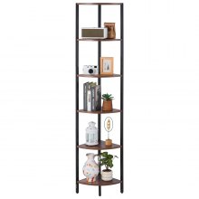 VEVOR 6 Tier Corner Shelf Tall Corner Stand with LED Light Narrow Display Rack