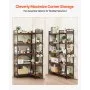 VEVOR 5 Tier Corner Bookshelf, Tall Corner Bookcase with 4 Hooks, L-Shaped Bookshelf Organizer with Metal Frame & Wooden Shelves, Reversible Display Book Shelf Rack for Bedroom, Living Room, Office