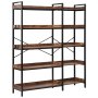 VEVOR 5 Tier Corner Bookshelf with 4 Hooks, 65.4" Tall Corner Bookcase with Heavy Duty Metal Frame & Wooden Shelves, Industrial L Shaped Corner Display Shelf for Bedroom, Living Room, Office