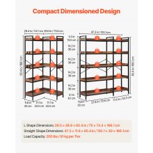 VEVOR 5 Tier Corner Bookshelf Tall Corner Bookcase with 4 Hooks L-Shaped Storage