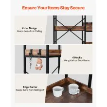 VEVOR 5 Tier Corner Bookshelf Tall Corner Bookcase with 4 Hooks L-Shaped Storage