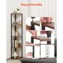 VEVOR 5 Tier Corner Shelf, Tall Corner Stand with LED Light, Wall Shelves Tower Storage Organizer with Metal Frame & Wooden Shelves, Narrow Display Book Shelf Rack for Bedroom, Living Room, Office