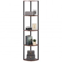 VEVOR 5 Tier Corner Shelf Tall Corner Stand with LED Light Narrow Display Rack