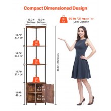 VEVOR 5 Tier Corner Shelf Tall Corner Stand with LED Light & Doors Narrow Rack