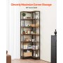 VEVOR 7 Tier Corner Bookshelf, Tall Corner Bookcase Strage, Large L-Shaped Bookshelf Organizer with Metal Frame & Wooden Shelves, Reversible Display Book Shelf Rack for Bedroom, Living Room, Office