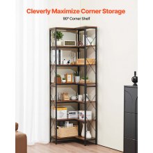 VEVOR 7 Tier Corner Bookshelf Tall Corner Bookcase Storage L-Shaped Organizer