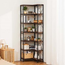 VEVOR 7 Tier Corner Bookshelf Tall Corner Bookcase Storage L-Shaped Organizer