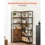 VEVOR 6 Tier Corner Bookshelf, Tall Corner Bookcase Storage with Doors, Large L-Shaped Bookshelf Organizer with Metal Frame & Adjustable Shelves, Display Book Shelf Rack for Home, Office