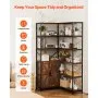 VEVOR 6 Tier Corner Bookshelf, Tall Corner Bookcase Storage with Doors, Large L-Shaped Bookshelf Organizer with Metal Frame & Adjustable Shelves, Display Book Shelf Rack for Home, Office