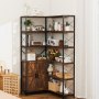 VEVOR 6 Tier Corner Bookshelf, 70" Tall Corner Bookcase with Storage Cabinet, 2 Barn Doors & 10 Storage Shelves, Farmhouse L Shaped Corner Display Shelf for Bedroom, Living Room, Office