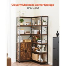 VEVOR 6 Tier Corner Bookshelf Tall Corner Bookcase with Doors L-Shaped Rack