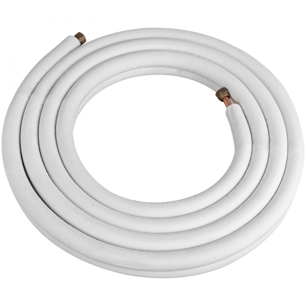 VEVOR Mini Split Copper Line Set 49.2ft Length, Copper Pipes for Mini Split Air Conditioner 1/2" & 1/4" OD Flared Copper Lines White Mini Split Line Set for Heat Pump System Line Set for 12000 BTU