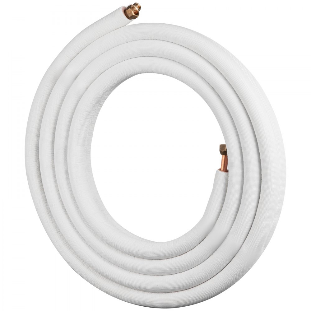 VEVOR Mini Split Copper Line Set 49.2ft Length, Copper Pipes for Mini Split Air Conditioner 1/2" & 1/4" OD Flared Copper Lines White Mini Split Line Set for Heat Pump System Line Set for 12000 BTU