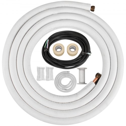 Ductless Mini Split Line Set & Control Wire 1/4"x3/8"x16ft Insulated 100% Copper