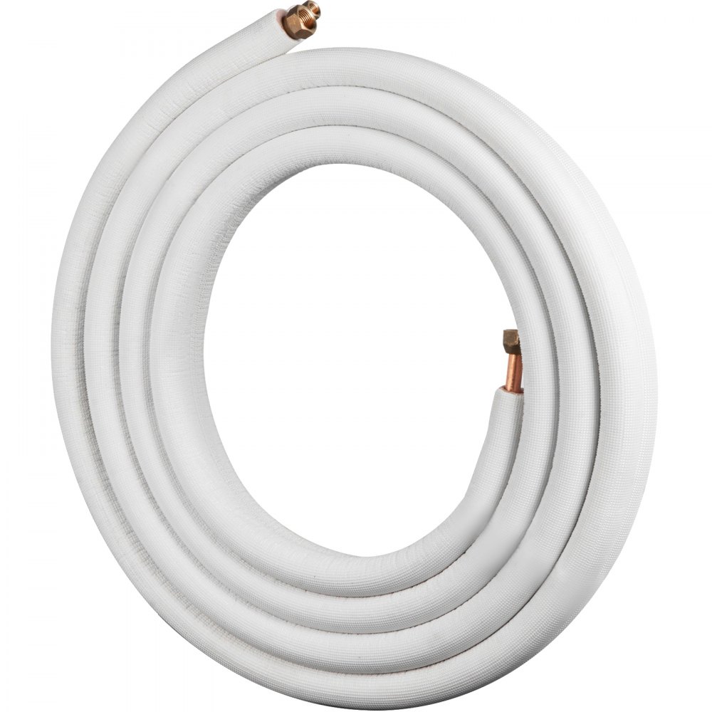 VEVOR Mini Split Copper Line Set 16ft Length, 3/8" & 5/8" OD Copper Pipes for Mini Split Air Conditioner, Flared Copper Lines White, Mini Split Line Set for Heat Pump System Line Set for 24000 BTU