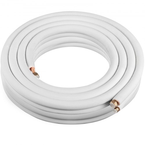 VEVOR Mini Split Copper Line Set 49.2ft Length, 3/8" & 5/8" OD Copper Pipes for Mini Split Air Conditioner, Flared Copper Lines White Mini Split Line Set for Heat Pump System Line Set for 24000 BTU