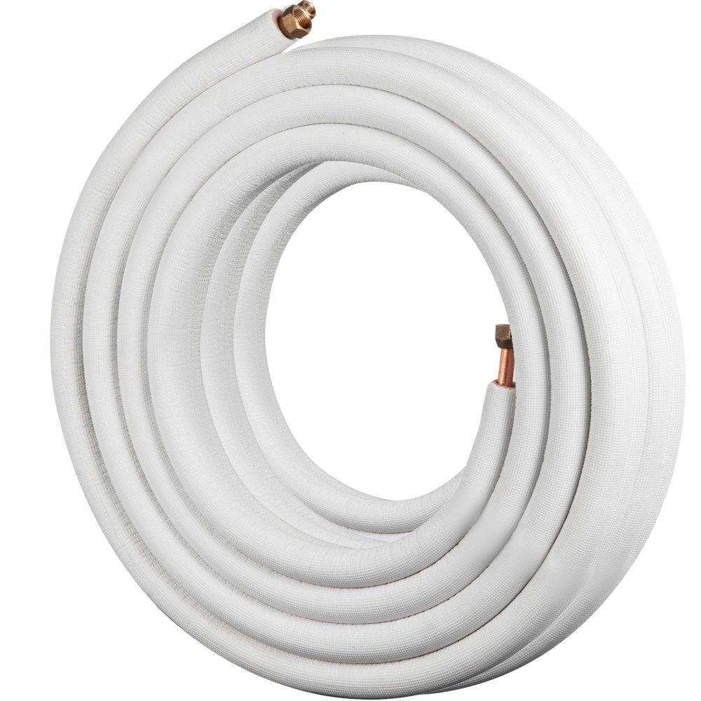 VEVOR Mini Split Copper Line Set 49.2ft Length, 3/8" & 5/8" OD Copper Pipes for Mini Split Air Conditioner, Flared Copper Lines White Mini Split Line Set for Heat Pump System Line Set for 24000 BTU