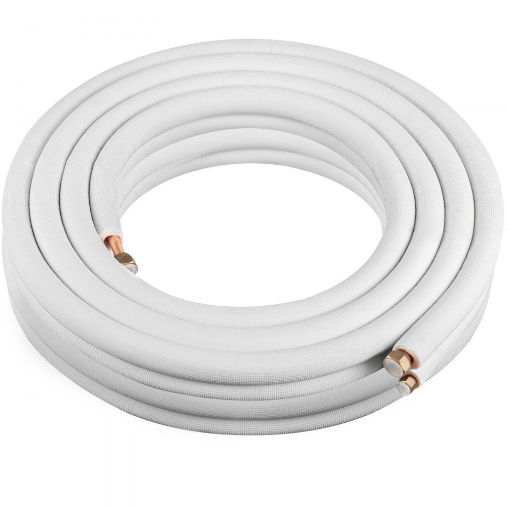 VEVOR Mini Split Copper Line Set 49.2ft Length, 3/8" & 5/8" OD Copper Pipes for Mini Split Air Conditioner, Flared Copper Lines White Mini Split Line Set for Heat Pump System Line Set for 24000 BTU