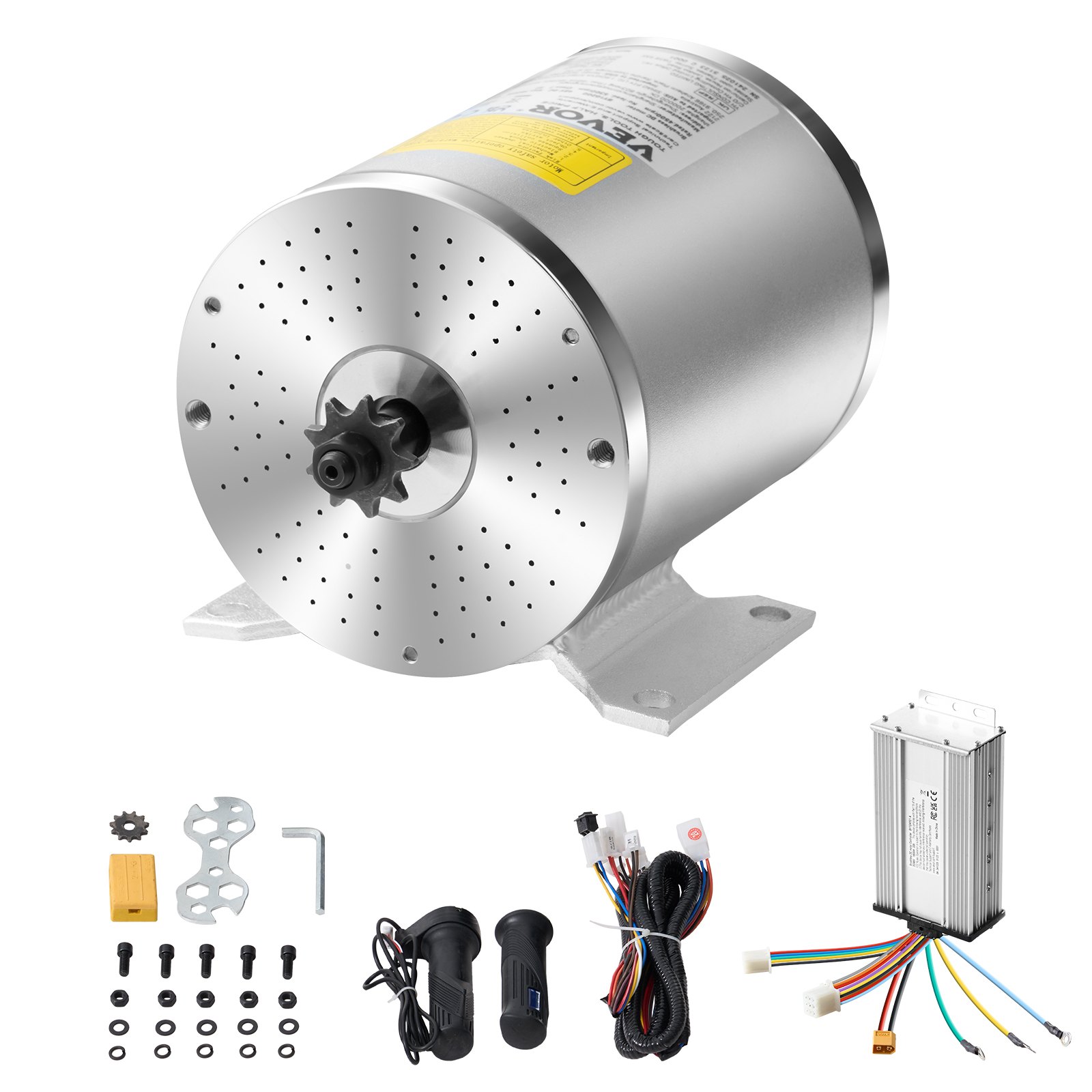 VEVOR 1800W Electric Brushless DC Motor Kit - 48V 4500rpm Motor with Upgraded Speed Controller, Throttle Grip Kit for Go Karts E-Bike Motorcycle Scooter