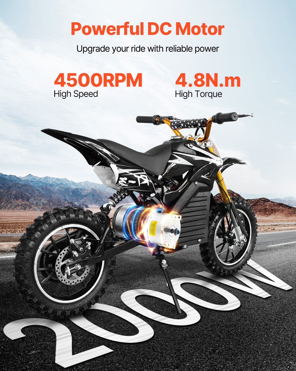 VEVOR 2000W Electric Brushless DC Motor Kit - 60V 4500rpm Motor with Upgraded Speed Controller for Go Karts E-Bike Motorcycle Scooter