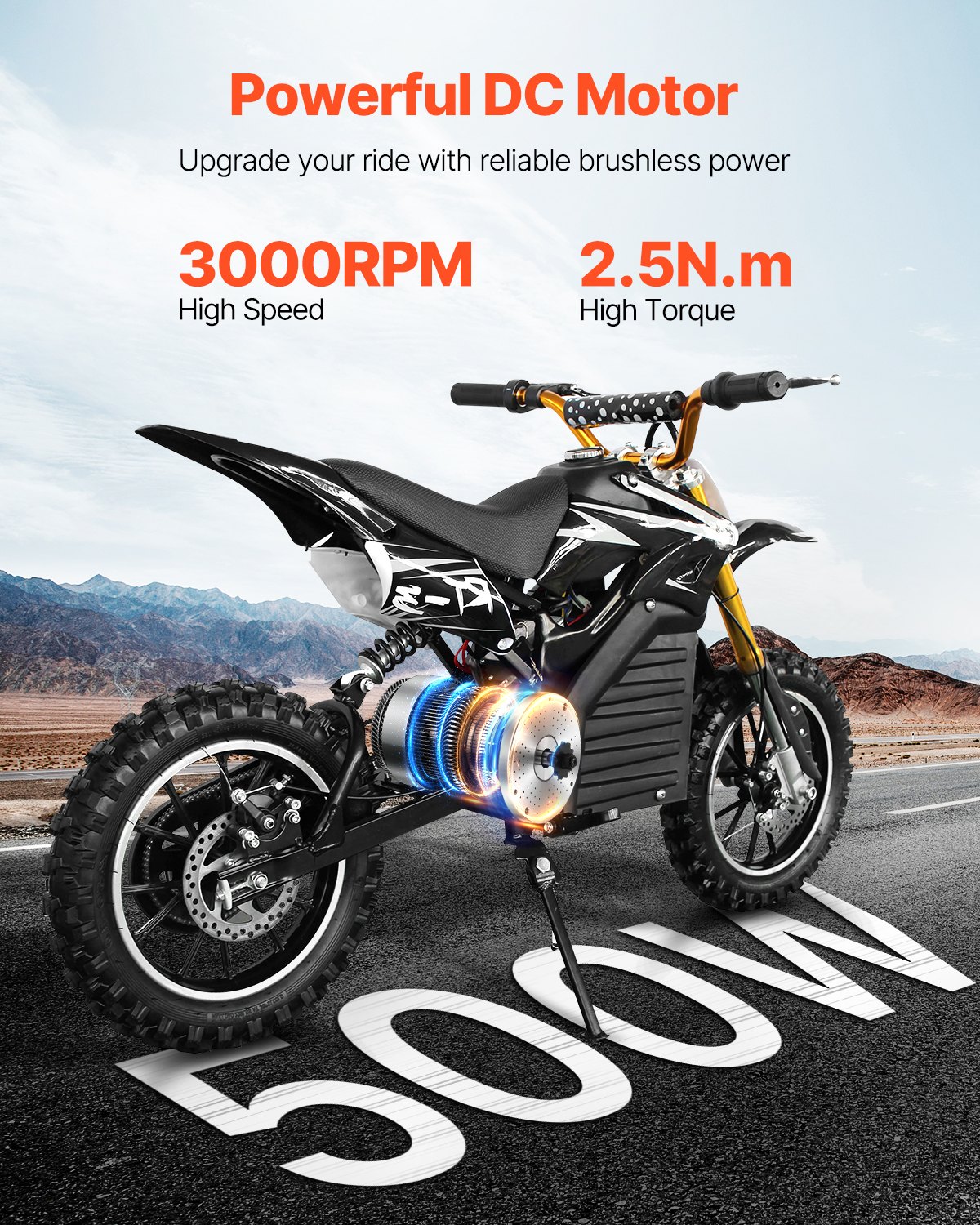 VEVOR 500W Electric Brushless DC Motor Kit - 36V 3000rpm Motor with Upgraded Speed Controller, Throttle Grip Kit for Go Karts E-Bike Motorcycle Scooter