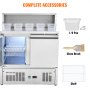 VEVOR Commercial Refrigerator Sandwich & Salad Prep Table, 220L Stainless Steel Refrigerated Food Prep Station with 5 Pans, Clean Brush, 2 Doors Direct Cool Refrigerator with Light for Restaurant