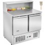 VEVOR Commercial Refrigerator Sandwich & Salad Prep Table, 220L Stainless Steel Refrigerated Food Prep Station with 5 Pans, Clean Brush, 2 Doors Direct Cool Refrigerator with Light for Restaurant