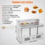 VEVOR Commercial Refrigerator Sandwich & Salad Prep Table, 337L Stainless Steel Refrigerated Food Prep Station with 5 Pans, Clean Brush, 3 Doors Direct Cool Refrigerator with Light for Restaurant